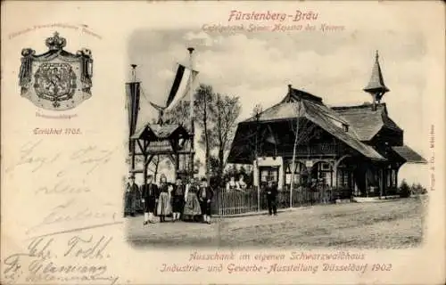 Ak Düsseldorf am Rhein, Industrie und Gewerbeausstellung 1902, Schwarzwaldhaus, Fürstenberg-Bräu