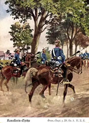 Künstler Ak Döbrich-Steglitz, Kavallerie-Spitze, Grenadier-Regiment 2