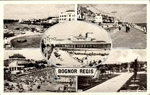 Ak Bognor Regis West Sussex England, Promenade, Marine Gardens, Strand