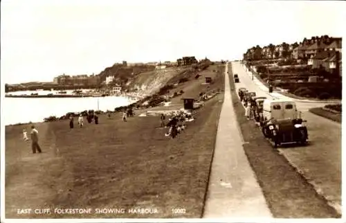 Ak Folkestone Kent England, East Cliff, Hafen