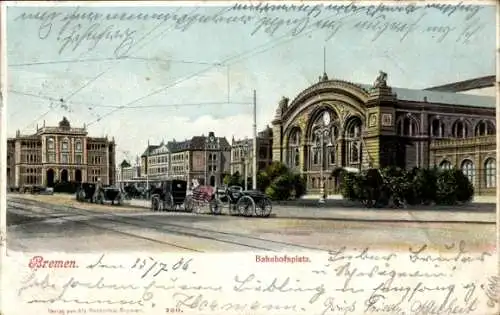 Ak Hansestadt Bremen, Bahnhofsplatz