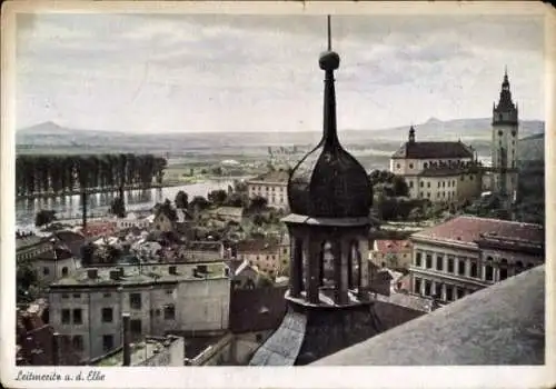 Ak Litoměřice Leitmeritz Region Aussig, Blick über die Dächer der Stadt