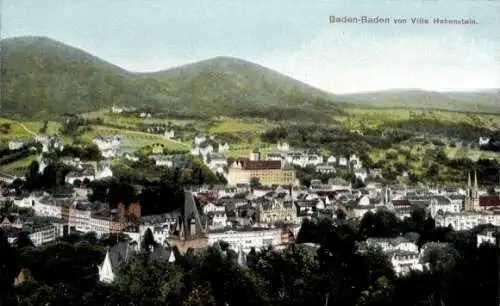 Ak Baden Baden am Schwarzwald, Gesamtansicht von Villa Hohenstein aus