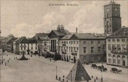 Ak Karlsruhe in Baden, Marktplatz, Pyramide