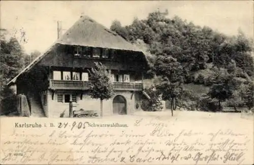 Ak Karlsruhe in Baden, Schwarzwaldhaus