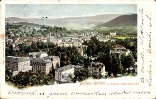 Ak Baden Baden am Schwarzwald, Teilansicht, Blick vom Schloss Solms