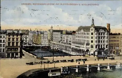 Ak Hamburg, Reesendammbrücke mit Alsterarkaden und Neidlingerhaus