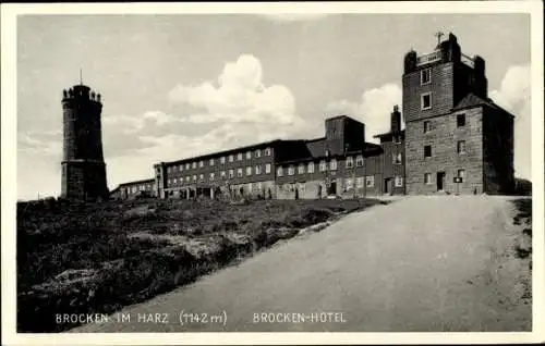 Ak Brocken im Harz, Brocken-Hotel, Turm