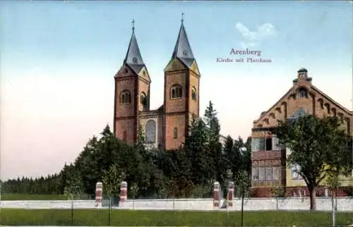 Ak Arenberg Koblenz am Rhein, Kirche, Pfarrhaus