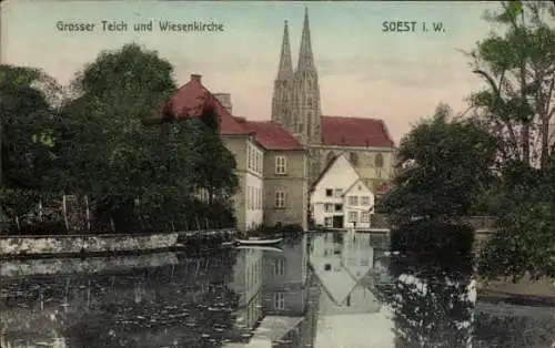 Ak Soest in Westfalen, Wiesenkirche, Großer Teich