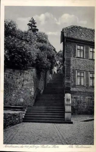 Ak Nordhausen am Harz, Alte Stadtmauer, Treppe