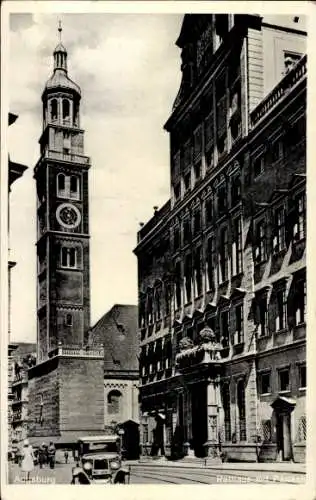 Ak Augsburg in Schwaben, Rathaus mit Perlach