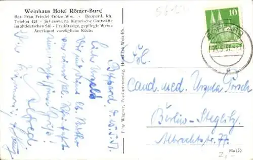 Ak Boppard am Rhein, Weinhaus Hotel Römer-Burg