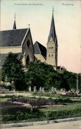 Ak Augsburg in Schwaben, Frohnhofplatz mit Domkirche