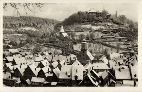 Ak Neuenbürg an der Enz Schwarzwald, Gesamtansicht, Winter