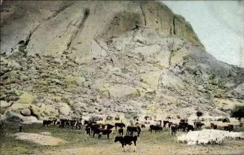 Ak Namibia Deutsch Südwestafrika, Herero-Werft am Erongo-Gebirge