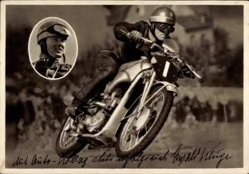 Ak Ewald Kluge, Motorradrennfahrer, Motorrad, Motorrennsport