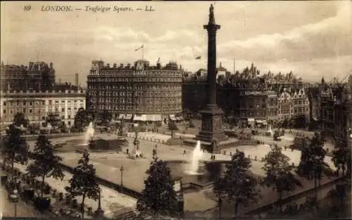 Ak London City England, Trafalgar Square, Nelson Monument