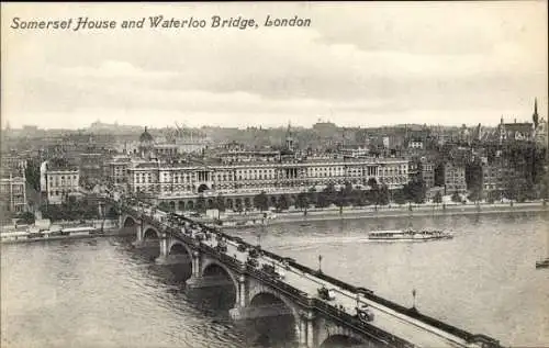 Ak London City England, Somerset House, Waterloo Bridge