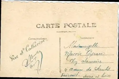 Stoff Ak Mütze, Schleife, Blumen, Kitsch