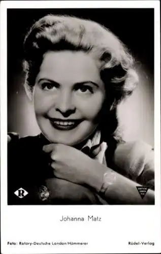 Ak Schauspielerin Johanna Matz, Portrait