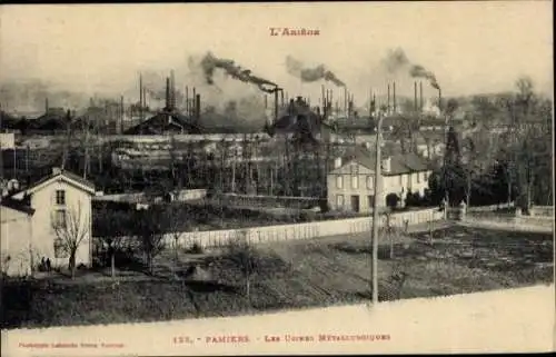 Ak Pamiers Ariège, Metallurgische Fabriken