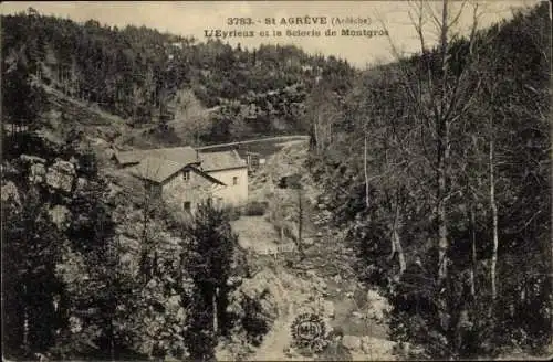 Ak Saint Agrève Ardèche, Eyrieux, Sägewerk Montgros