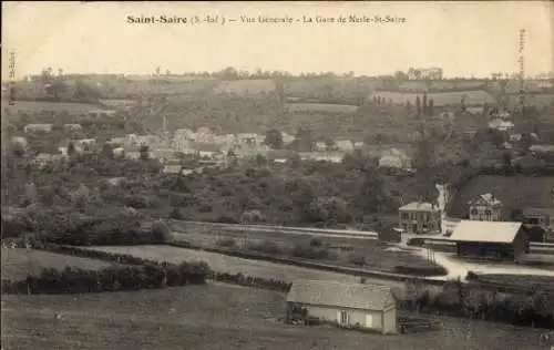 Ak Saint Saire Seine-Maritime, Gesamtansicht, Bahnhof Nesle St. Saire