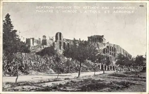 Ak Athen Griechenland, Akropolis, Amphitheater Odeon des Herodes Atticus