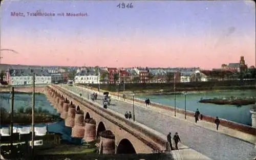 Ak Metz Moselle, Totenbrücke, Moselfort