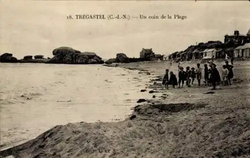 Ak Tregastel Cotes d'Armor, Un coin de la Plage