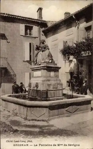 Ak Grignan Drôme, Fontaine de Madame de Sevigne