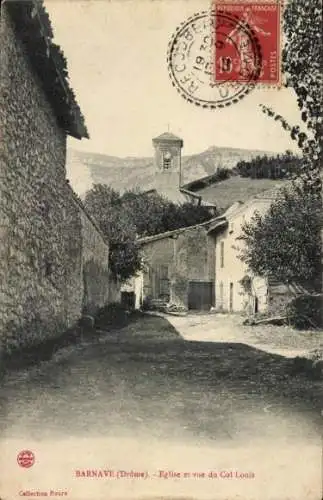 Ak Barnave Drôme, Eglise et vue du Col Louis