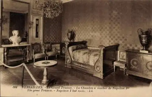 Ak Versailles-Yvelines, Grand Trianon, Schlafzimmer von Napoleon I