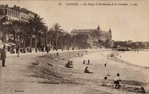 Ak Cannes Alpes Maritimes, Strand, Promenade de la Croisette