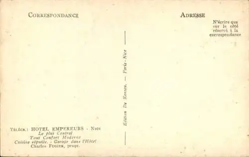 Ak Nizza Nizza Alpes Maritimes, Hotel des Empereurs, Boulevard Dubouchage