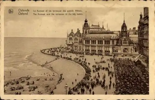 Ak Ostende Ostende Westflandern, Kursaal, Terrassen der großen Hotels