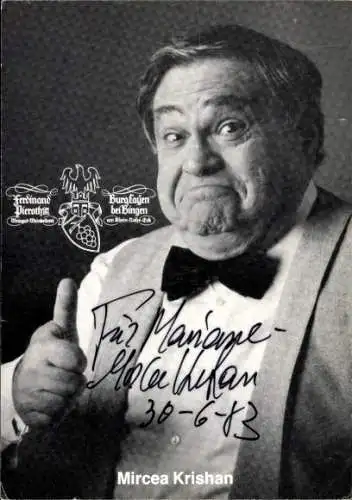 Ak Schauspieler Mircea Krishan, Portrait, Autogramm