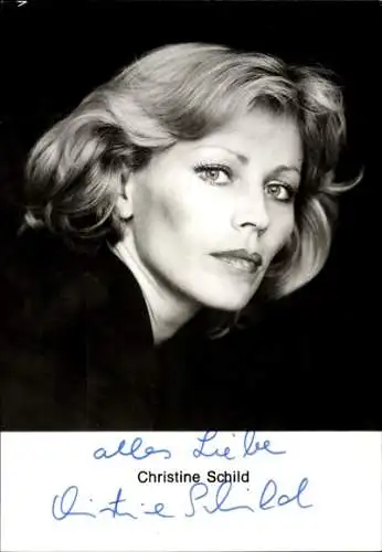 Ak Schauspielerin Christine Schild, Portrait, Fliege, Autogramm