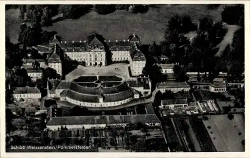 Ak Pommersfelden, Blick auf Schloss Weißenstein, Fliegeraufnahme