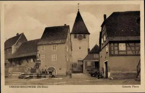 Ak Obermorschwihr Obermorschweier Elsass Haut Rhin, Grande Place