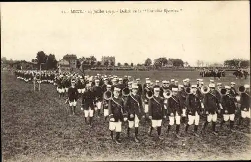 Ak Metz Moselle, 14 Juillet 1919, Défilé des la Lorraine Sportive