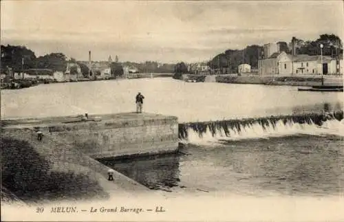 Ak Melun Seine et Marne, Grand Barrage