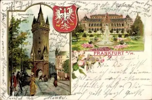 Wappen Litho Frankfurt am Main, Palmengarten, Eschenheimer Turm