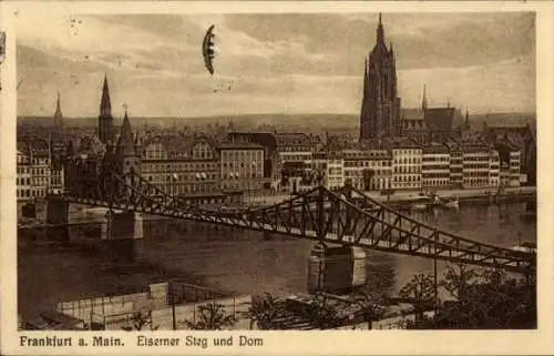 Ak Frankfurt am Main, Teilansicht, Eiserner Steg, Dom