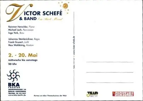 Ak Sänger Victor Schefé & Band, Portrait, Autogramm