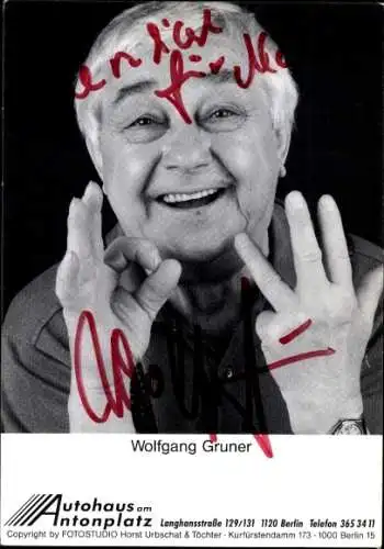 Ak Schauspieler Wolfgang Gruner, Portrait, Theaterstück Jedermann, Autogramm