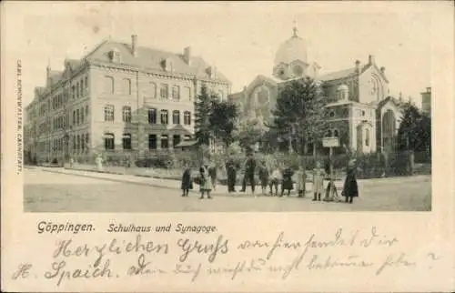 Judaika Ak Göppingen in Württemberg, Schulhaus, Synagoge