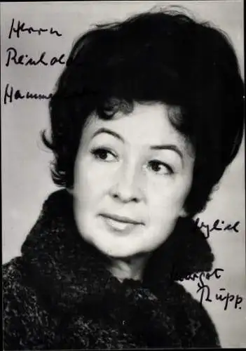 Ak Schauspielerin Margot Rupp, Portrait, Autogramm