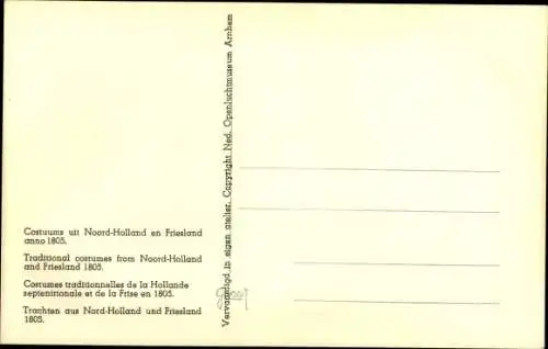 Ak Niederlande, Trachten aus Nord-Holland und Friesland 1805